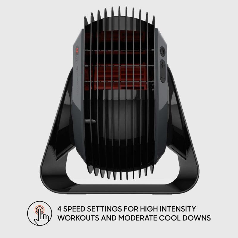 FLY 01 High Velocity Fan has 4 speeds and is perfect for high intensity workouts and moderate cool downs